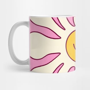 Retro Pink White Daisy Flower 70s Mug